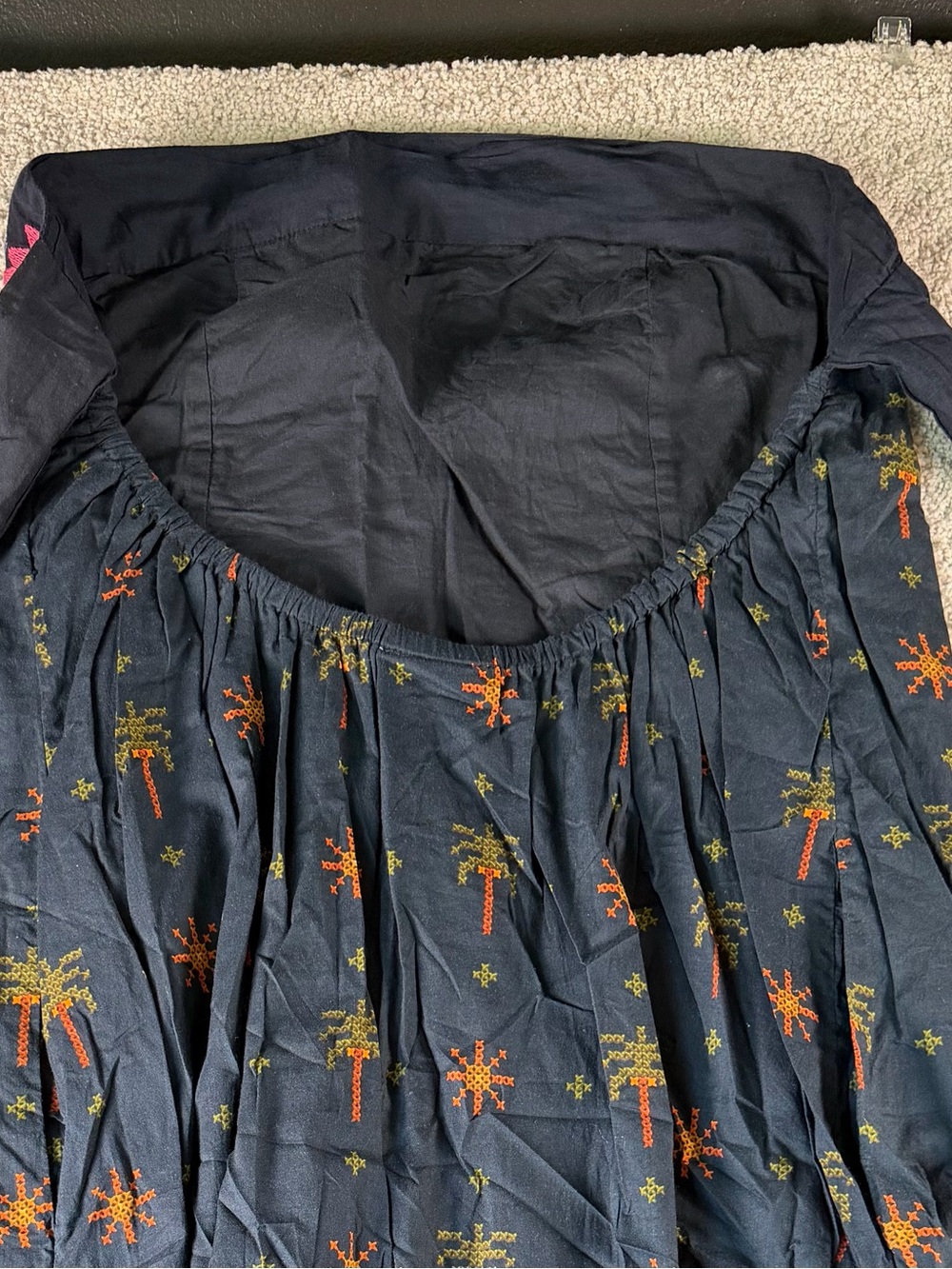 Farm Rio Anthropologie For Embroidered Maxi Dress Black Embroidery Size Small - Picture 14 of 14